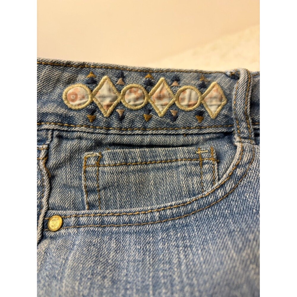 L.E.I. Ashley Low Rise Micro Mini Patchwork Cuffed Denim Shorts Size 11 Y2K - Picture 6 of 9